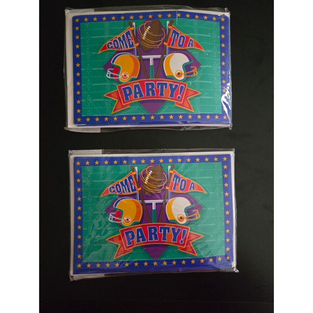 AMSCAN Vintage Football Themed Party Invitations 8 ct-2 Packs New in Package
